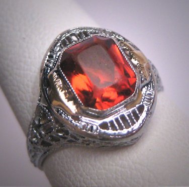 Antique Citrine Ring Art Deco Wedding Filigree 1920s Engagement