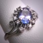 Vintage Tanzanite Diamond Wedding Ring White Gold Art Deco Edwardian