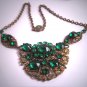 Antique Green Emerald Paste Necklace Vintage Victorian 1920