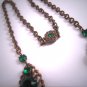 Antique Green Emerald Paste Necklace Vintage Victorian 1920