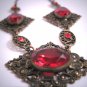 Antique Ruby Paste Necklace Vintage Victorian 1920 Czech