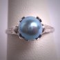 Antique Akoya Blue Pearl Wedding Ring Victorian Art Deco 20s