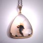 Antique Vintage Victorian Pendant Necklace Moss Agate Gold