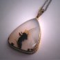 Antique Vintage Victorian Pendant Necklace Moss Agate Gold
