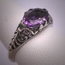 Antique Amethyst Filigree Wedding Ring Vintage Victorian Engagement