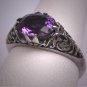 Antique Amethyst Filigree Wedding Ring Vintage Victorian Engagement