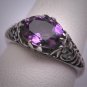 Antique Amethyst Filigree Wedding Ring Vintage Victorian Engagement
