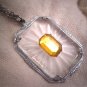 Antique Crystal Necklace Camphor Glass Vintage Art Deco 1920 Rhodium Citrine