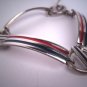 Antique Silver Enameled Toggle Bracelet Art Deco 1930 Red Blue European