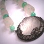 Antique Czech Necklace Moonstone Jade Vintage Art Nouveau Deco 1910