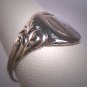Antique Silver Signet Ring Vintage Victorian Art Deco c.1900 Chased Details Wedding Band