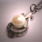 Antique Akoya Pearl Pendant Necklace Victorian Art Deco Silver 1920