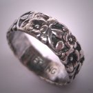 Antique Art Deco Wedding Band Ring Vintage Floral 20s 6