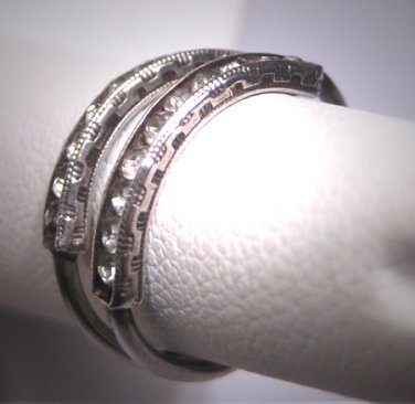 Antique Wedding Ring Band Set Vintage Art Deco 1930 Engagement Stacking Bands