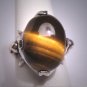 Antique Modernist Tigers Eye Ring Vintage Taxco Silver 50s Retro Art Deco
