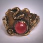 Antique Snake Ring Carnelian Victorian Gothic Revival Gold 1930