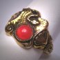 Antique Snake Ring Carnelian Victorian Gothic Revival Gold 1930