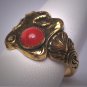 Antique Snake Ring Carnelian Victorian Gothic Revival Gold 1930