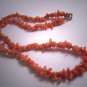 Antique Victorian Coral Necklace Italian Hand Carved Bead Vintage Strand