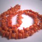 Antique Victorian Coral Necklace Italian Hand Carved Bead Vintage Strand