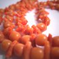 Antique Victorian Coral Necklace Italian Hand Carved Bead Vintage Strand