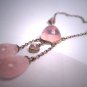Antique Pink Rose Quartz Necklace Lavaliere Pendant Vintage Art Deco 20s Edwardian