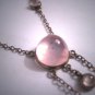 Antique Pink Rose Quartz Necklace Lavaliere Pendant Vintage Art Deco 20s Edwardian