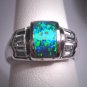 Vintage Black Opal and Baguette Ring Estate Retro Art Deco Style