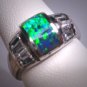 Vintage Black Opal and Baguette Ring Estate Retro Art Deco Style