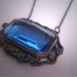 Antique Sapphire Paste Necklace Art Deco Victorian Filigree c.1930