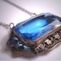 Antique Sapphire Paste Necklace Art Deco Victorian Filigree c.1930