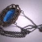 Antique Sapphire Paste Necklace Art Deco Victorian Filigree c.1930