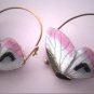 Vintage Guilloche Enamel Butterfly Earrings Pink Art Nouveau Revial Deco