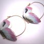Vintage Guilloche Enamel Butterfly Earrings Pink Art Nouveau Revial Deco