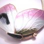Vintage Guilloche Enamel Butterfly Earrings Pink Art Nouveau Revial Deco