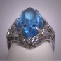 Antique Marquise Cut Sapphire Paste Ring Wedding Vintage Victorian Art Deco 1920