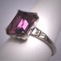 Antique Amethyst Paste Ring Vintage Art Deco Silver Victorian 1920