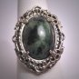 Antique Victorian Jade Ring Vintage Estate Filigree Silver c.1920