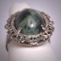 Antique Victorian Jade Ring Vintage Estate Filigree Silver c.1920