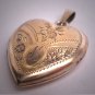 Antique Victorian Gold Floral Heart Locket Pendant Vintage 1930