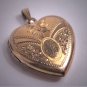 Antique Victorian Gold Floral Heart Locket Pendant Vintage 1930