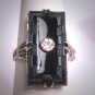 Antique Etched Czech Crystal Ring Silver Filigree Art Deco 1920