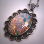 Antique Opal Art Glass Pendant Necklace Sterling Silver Retro Art Deco 1940