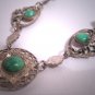 Antique Jade Paste Necklace Art Deco Vintage Filigree 1920's