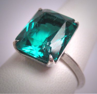 Antique Emerald French Paste Ring Art Deco Retro 1920