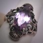 Vintage Victorian Amethyst Ring Wedding Band Sterling Filigree