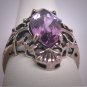 Vintage Victorian Amethyst Ring Wedding Band Sterling Filigree