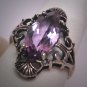 Vintage Victorian Amethyst Ring Wedding Band Sterling Filigree