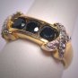 Vintage Diamond Sapphire Wedding Band Ring Gold Silver Three Stone