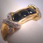 Vintage Diamond Sapphire Wedding Band Ring Gold Silver Three Stone
